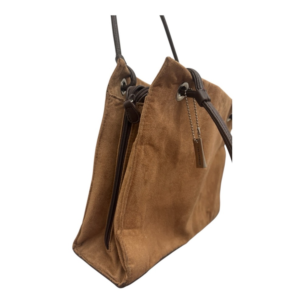 Sage Harbor Suede Tote Bag Tan Brown Leather Strap Shoulder Bag - Picture 3 of 5